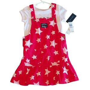 Tommy Hilfiger Little Girls Striped Star Skirtall Set 2 Pieces In Red Size 6